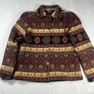 Vintage Carol Anderson Collection Jacket Womens Medium Tapestry Boho Ethnic 90s‎